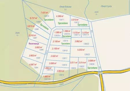Mapka terenu inwestycyjnego na sprzedaż Bukowa